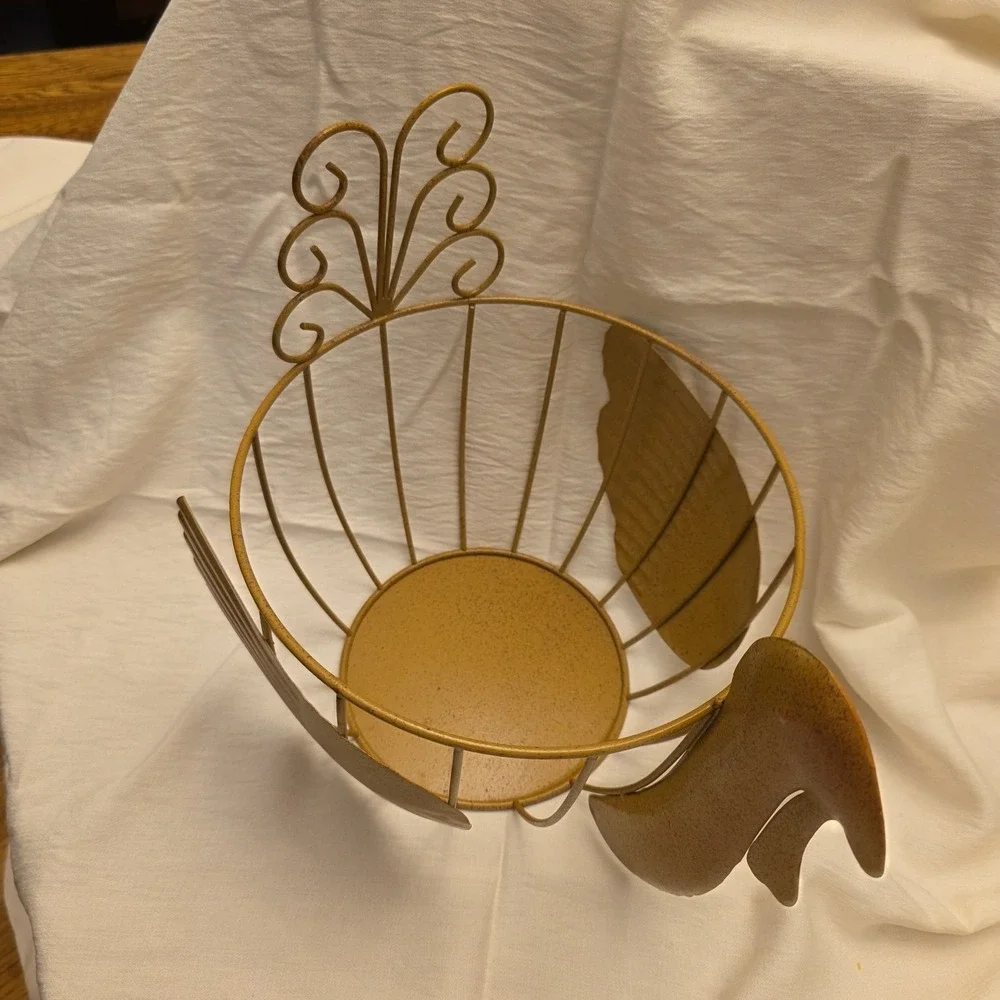Turkey Egg Fruit Bread‎ Basket Wire Metal Thanksgiving Centerpiece Table Decor